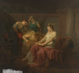 De dodelijk gewonde Marcus Antonius bij Cleopatra